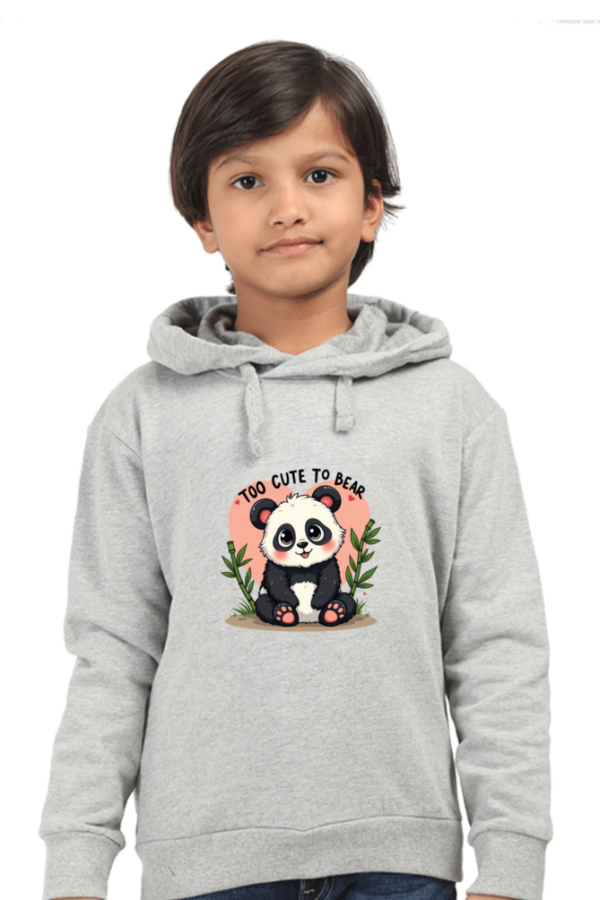 Grey Melange Too Cute To Bear Kids Hooded SweatShirt Grey Melange